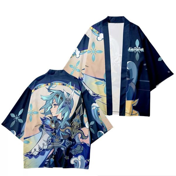 Gabardina para hombre Juego tradicional Genshin Kimono Cape Walnut Manyo Bell Away Wendy Cos Anime japonés Albornoz Traje Camiseta Chaqueta 230615