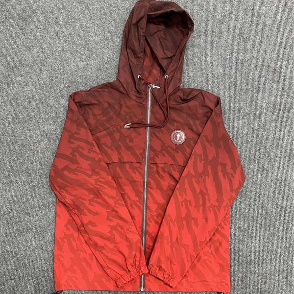 Gabardinas para hombre Trapstar primavera y otoño con capucha moda nueva chaqueta roja de manga larga rompevientos abrigo de carga Unisex