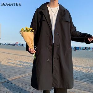 Herengeulcoats geul mannen oversized vaste dubbele borsten losse jas allmatch streetwear turndown kraag sjerp Hombre Koreaanse mode 220826