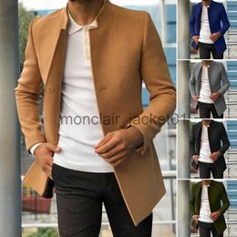 Heren Trenchcoats Trendy Mannen Pak Jas Formele Mannen Wollen Jas Lange Mouwen Warm Houden Afslanken Knoppen Wollen Jas J230920