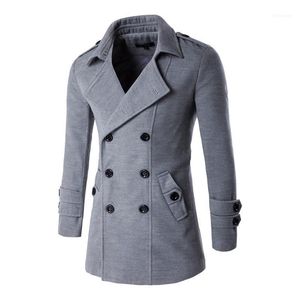 Trenchs d'hommes en gros- 2021 Hommes Marque Vêtements Solide Couleur Manteau Automne et hiver Veste en laine Hommes Coupe-vent Pardessus Casacos Cashm