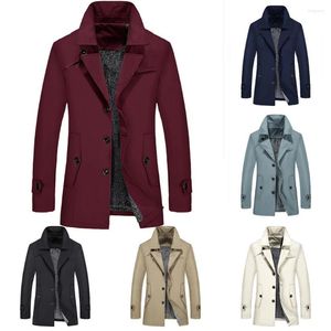 Heren Trench Coats Groothandel/verkoopt 2022 Winter Warm Fashion Heren Outerwear Business Casual Slim Fit Mid-Long Fleece Jacket Oversized