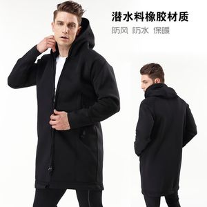 Gabardina para hombre, venta al por mayor, Material de goma, capucha de aislamiento frío, chaqueta cortavientos a prueba de viento, abrigo largo