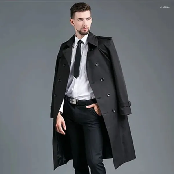 Trenchs pour hommes coupe-vent automne et hiver coupe ajustée double boutonnage affaires loisirs manteau long cape de gars