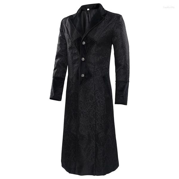 Hommes Trench Manteaux Coupe-Vent Manteau Printemps Et Automne Tendance De La Mode Sombre Style Punk Loisirs Longueur Moyenne Grande Taille