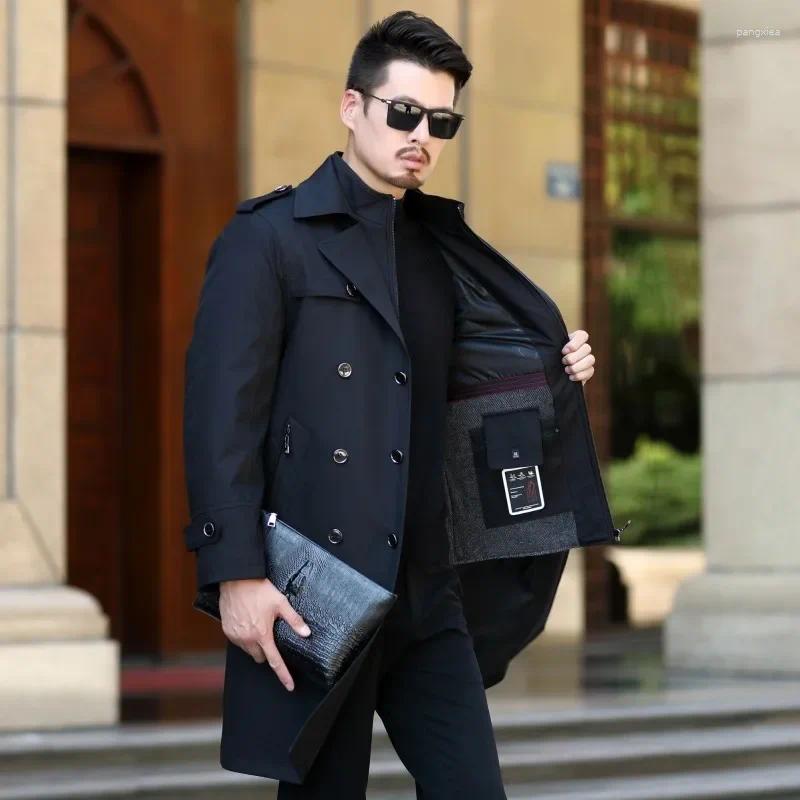 Men's Trench Coats Windbreaker Medium Length Detachable Inner Liner Slimming Casual British Style Autumn And Winter Double Breasted Jacket