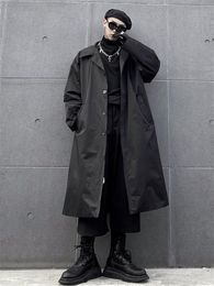 Trench-Coats pour hommes coupe-vent pour hommes ins foncé lâche surdimensionné mi-long overtheknee manteau veste net célébrité le même style beau 230804