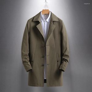 Trenchs pour hommes coupe-vent mi-long printemps et automne affaires décontracté tendance jeunesse mode veste à revers vêtements pour hommes