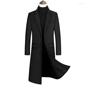 Trenchs pour hommes Coupe-vent Coupe-vent Version coréenne Slim Fit Long Genou Épais 30% Laine Manteau de laine Business Casual Parka