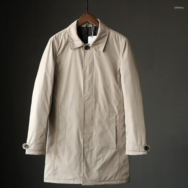 Abrigos de zanjas para hombres a prueba de viento cálido abrigo de longitud media para hombre color sólido streetwear impermeable viento masculino suelto casual estilo japonés chaqueta
