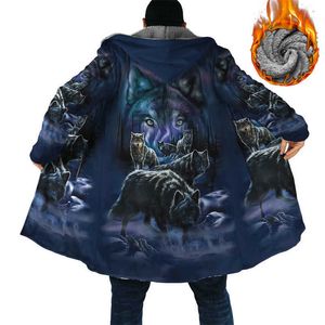 Trenchs Hommes Mode d'hiver Hommes Manteau Personnalisé Nom Native Warrior 3D Imprimer Épais Polaire À Capuchon Manteau Unisexe Casual Chaud Cape manteau DP31 YQ231016