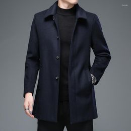 Trenchcoats voor heren Winter Hoge kwaliteit herenjassen en business casual wollen lange overjas Heren Turn Down Collar Wool Blends