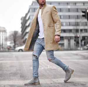 Mannen Trenchcoats Winter Jassen Mannen Wollen Jas Warme Lange Mouw Mannelijke Bovenkleding Knop Overjas Streetwear Parka 230804