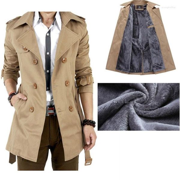 Trenchs pour hommes Manteaux d'hiver Long manteau hommes velours matelassé polaire mâle pardessus chaud cachemire coupe-vent pour garçon vestes pour hommes et agréable