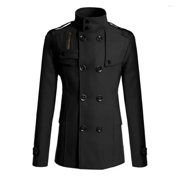 Trenchs pour hommes hiver chaud double boutonnage col montant vestes pardessus vêtements d'extérieur coupe-vent hauts