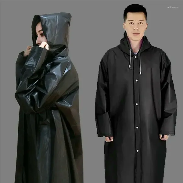 Trenchs d'hommes Femmes Hommes Unisexe Veste imperméable épaisse PVC Raincoat solide manteau de pluie à capuche Poncho Rainwear EVA Camping Randonnée