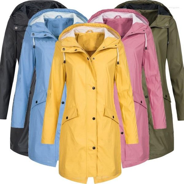 Gabardina para hombre, chaqueta a prueba de viento para mujer, abrigo con cordón de manga larga de Color sólido, traje de Montañismo al aire libre para primavera y otoño