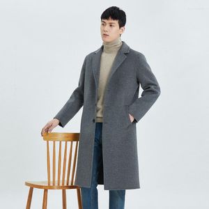 Heren Trenchcoats Wollen jas Halflange knie Over 2023 Herfst/Winter Britse stijl Alle wol Dubbelzijdig Trend
