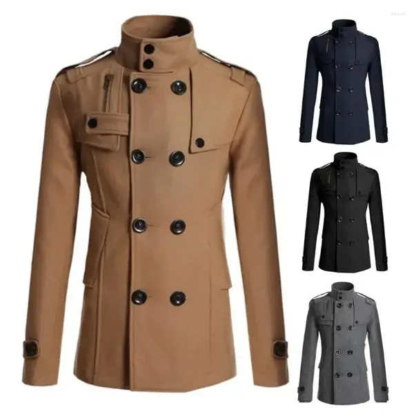 Trenchs pour hommes Manteaux de travail Manteau d'hiver pour vêtements extérieurs décontractés couleur formelle laine coupe-vent manteau veste affaires vêtements à double boutonnage