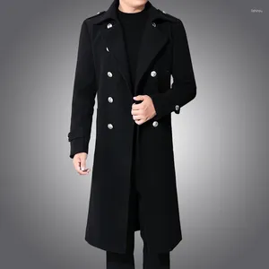 Trench Coats Men's-Long Black Black Gothic Vintage Steampunk Style Clothing Slim Fit Long Vestes Mens Mentiers hivernaux