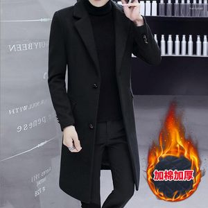 Herengeul Lagen X-Long Gentleman Slim Fit heren voor Winter Warm Gray Skinny Long Jackets Black Elegant Overcoat Man 2023