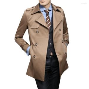 Trench-coats pour hommes Jeunes hommes d'âge moyen coréen printemps et automne à double boutonnage Slim Business Casual Fashion Jacket Noir Bleu