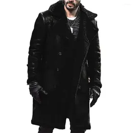 Trenchs pour hommes Manteaux d'hiver chauds en faux cuir pour hommes Veste Parka classique épaissie pour plus de confort à manches longues