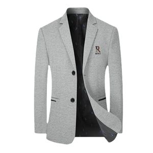 Blazers de moda para hombres Mezclado de lana Color sólido Chaqueta de traje de un solo pecho Caballero británico Blazers casuales Masculino 3XL 220504