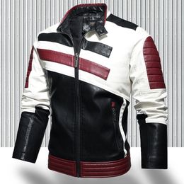 Heren Trendy Motor Leather Jacket Outswear Men Winter Fashion Casual Biker Pu Coat Man Slim Bomber 201114