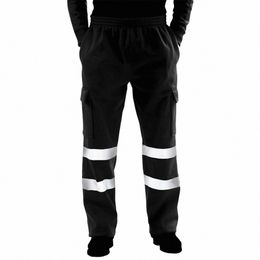 Pantalons pour hommes Pantalons de survêtement de sécurité Pantalons dépouillés réfléchissants Survêtement Polaire Sécurité Travail Pantalons en polaire Pantalons de jogging Joggers h5BK #