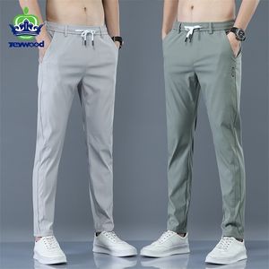 Pantalon homme printemps été mince vert couleur unie mode poche Applique pleine longueur décontracté Pantalon de travail Pantalon 220325