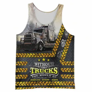 Heren Vrachtwagenchauffeur 3d Gedrukt Tanks Tops Zomer Sleevel Streetwear Truien Vest 6XL Plus Size Man Kleding Casual Tanks C7HJ #