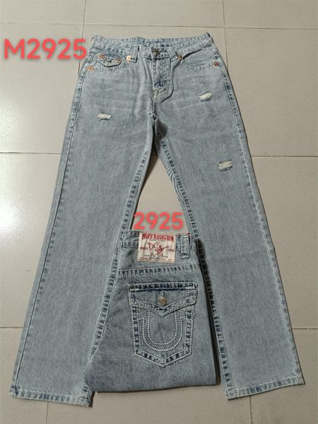 Homme vrai jean pantalons longs hommes ligne grossière super religion jean vêtements homme décontracté crayon bleu noir Denim pantalon M2925