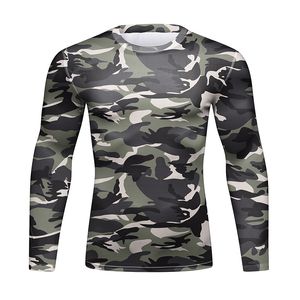 T-shirts voor heren 100% polyester Camouflage Heren Workout T-shirts Rashguard Quickdry MMA Jiu Jitsu Bokstraining Basislaag Op maat gemaakt shirt 230918