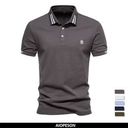 T-shirts pour hommes AIOPEON marque 100 coton polos décontracté couleur unie à manches courtes pour hommes été Desinger vêtements 230711