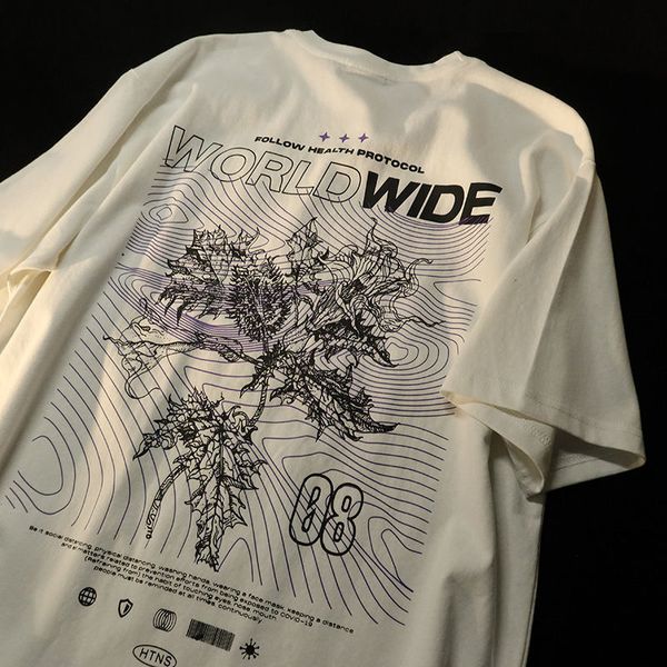 T-shirts pour hommes Style d'été américain hommes et femmes lettre de mode rétro imprimé T-shirt Hong Kong lâche design couple étudiant top 230422