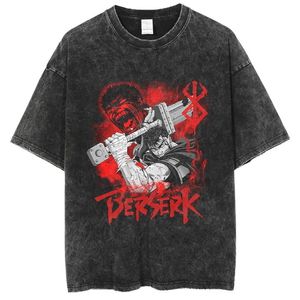 T-shirts pour hommes Berserk T-shirt japonais Anime Guts Graphic T-shirt délavé T-shirt pour hommes en coton Hip Hop Streetwear unisexe été à manches courtes t-shirt 230704