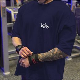 Mannen T-shirts Merk T-shirt Oversized Katoen Mannen Zomer Tee Shirts Gym Kleding Casual voor Man Streetwear Half mouw T-shirt Big Size 23425