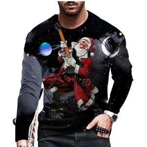 T-shirts pour hommes Noël pour hommes Imprimer Coton à manches longues Santa T-shirt Overzied Vêtements Streetwear Casual Top Tee Hommes Vêtements 231108