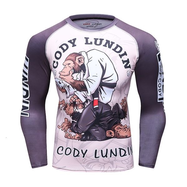 T-shirts pour hommes Cody Lundin Monkey Print Sublimation Compression MMA Rash Guard Hommes Col rond Courir Fitness Casual Tshirt Entraînement Tops serrés 230918