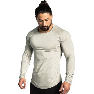 Heren t -shirts katoen met lange mouwen shirt mannen casual magere t -shirt gym fitness bodybuilding workout tee tops mannelijke crossfit run training kleding 230206