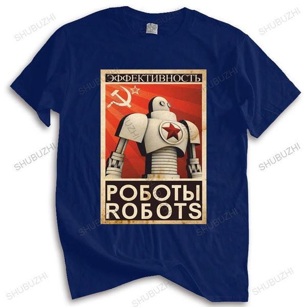 T-shirts hommes coton t-shirt hommes ras du cou hauts CCCP propagande robot affiche t-shirts urss russie russe marteau soviétique unisexe teeshirt 230206
