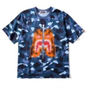 T-shirts pour hommes Vente gratuite Parkas Mens Camouflage Tshirt Camo Shark Head Unisexe Jeunesse Adulte Manches courtes Bleu Taille m l