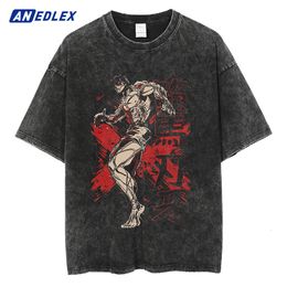 T-shirts pour hommes Harajuku Mode Streetwear Hommes T-shirt lavé Japonais Anime Baki Le Grappler T-shirt Coton Tops Manches Courtes Vintage Tees 230803