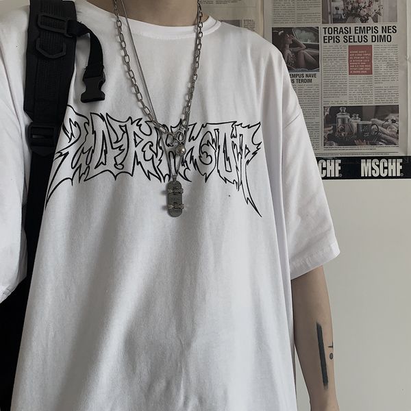T-shirts pour hommes Harajuku Hommes T-shirt Anime Goth Punk Imprimer Noir Vêtements Style Coréen À Manches Courtes Top Tee Vintage Y2k Chemise Homme Tops 230414