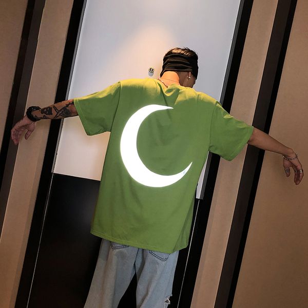 T-shirts pour hommes Harajuku T-shirt Summer Street Oversize Réfléchissant Lune Hommes Streetwear Fluorescent Vert T-shirt Unisexe Hip Hop Tees 230627