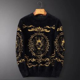 Heren t -shirts high -end boetiek mode jacquard trui heren herfst en winter verdikte warme pullover trend stijl top 230223