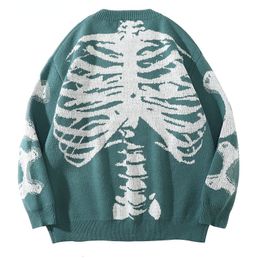 T-shirts pour hommes Hip Hop Gothic Pull tricoté Streetwear Vintage Skull Knit Pull S Hommes Casual Knitwear Tops 230223