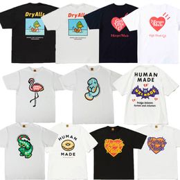 Camisetas para hombre Tendencia japonesa Hecho por humanos Camiseta suelta de manga corta para hombres y mujeres Camiseta casual con estampado de pato de oso polar de algodón de bambú 230627