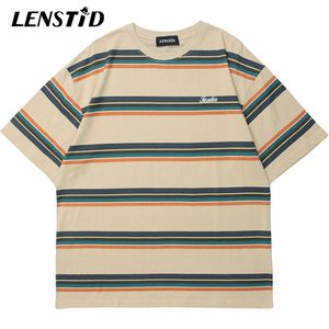 T-shirts pour hommes LENSTID Summer Men T-shirts à manches courtes Hip Hop Striped Print Basic TShirts Harajuku Streetwear Mode Casual Cotton Tops Tees 230410